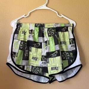 Nike Women's Graphic Print Athletic Shorts - Black and Green